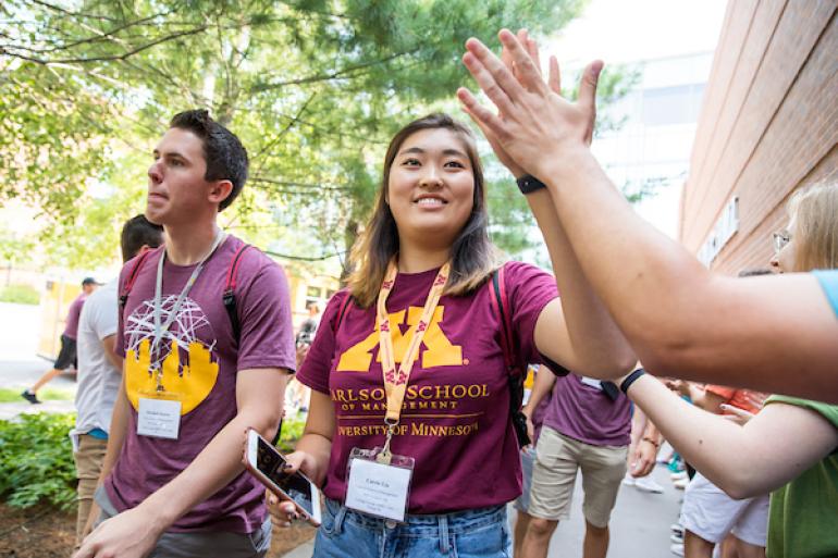 The undergraduate class of 2021 is welcomed during college day on 31 August 2017.