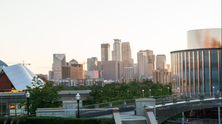 Minneapolis skyline as seen from University of Minnesota campus